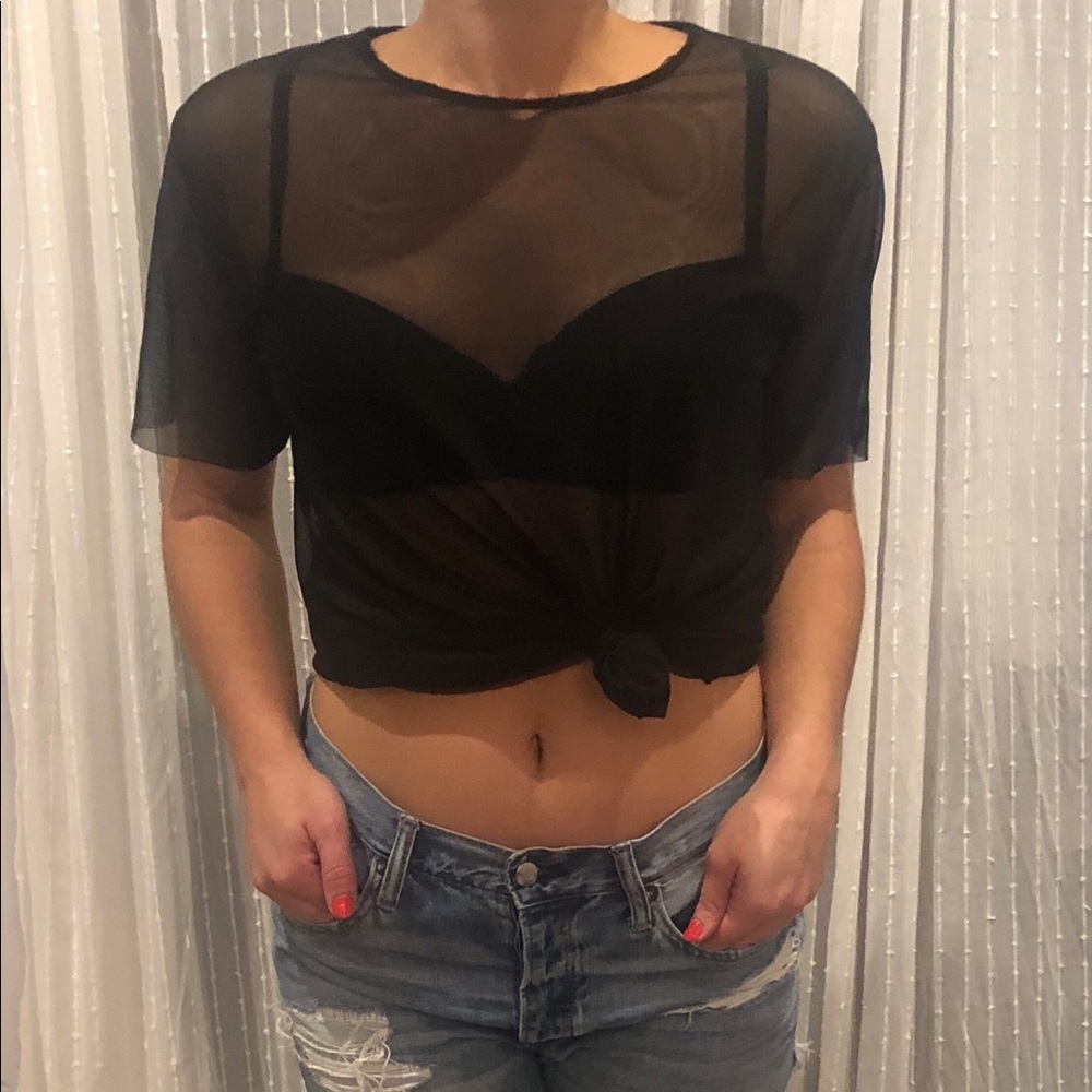 URBAN OUTFITTERS black mesh shirt